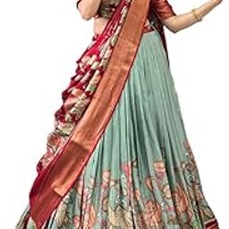 Women's Wedding Special Floral Print With Tussar Sillk Lehenga Choli Set-picture-29