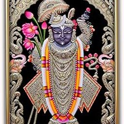 Dharvika Innovations Shrinathji photo frame for wall decoration, paintings for living room, golden slim frame with sparkle coated lamination, painting wall decoration 2414 (12×18 Inch) (Without Glass)-image-17