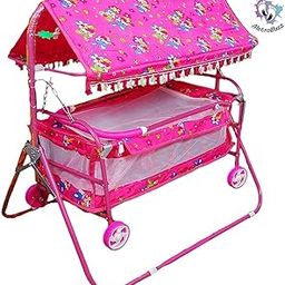 Avani Baby Cradle Cot Cum Stroller (Pink_1)-12