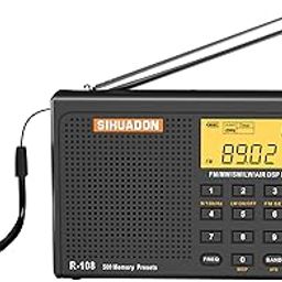 RADIWOW SIHUADON R108 Shortwave AM FM Digtial Radio LW MW AIR Band DSP Full Band Portable Radio Battery Operated with Sleep Timer Alarm Clock 500 Memories preset Stations for Family（Black）-image-10