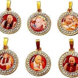 Aish N Bless (Set of 6) Round GURU JI SWAROOP/Photo Golden Metal Pendants/Lockets (Small Size) And 4 Gold Plated Chains (21 Inch) For Women,Men And Kids-image-72