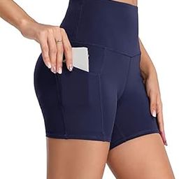 Spandex Yoga Shorts with Pockets for Women, High Waisted Workout Booty Shorts Free Size (26 Till 32) Pack of 1-image-26