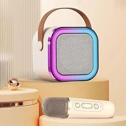 Ivory Mini Portable Karaoke 5W Bluetooth LED Speaker with Mic, 5-6 Hrs Playtime & Voice Changing Effects (Pink)-27