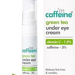 mCaffeine Green Tea Under Eye Cream to Reduce Fine Lines, Wrinkles & Dark Circles | 3% Caffeine, 1.5% Vit C & Peptides to Reduce Puffiness & Refresh Skin | Cooling Gel & Roller for Men & Women-15 ml-35
