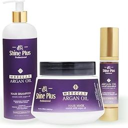 HB Shine Plus Professional Moroccan Argan Oil Hair Care Combo | Shampoo (500ml) + Hair Mask (500ml) + Hair Serum (50ml) | For Smooth, Frizz-Free & Shiny Hair | Sulphate & Paraben Free | Unisex-13