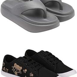 Extra Soft Classic Casual wear with Flexibility Technology Flats Combo for Women's/Girl's(6110+1629)()-image-14