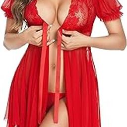 Womens Babydoll Dress Polyester Lingerie Set Lace Teddy Strap | Honeymoon Night Dresses for Women Hot Sexy | Babydoll Dress for Women Sexy | Anniversary & Valentine Gift-image-99