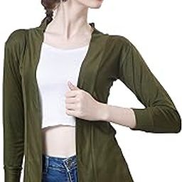 Solid Enhanced Viscose Hip Length 3/4th Sleeve Women's Shrug-picture-53