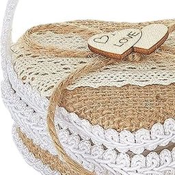 UJEAVETTE Wedding Ring Bearer Box Jute Storage for Photography Engagement Party Favors 10cmx9.5cm-32