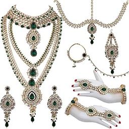 lucky jewellery Designer Gold Plated Dulhan Bridal Jewelry Set 8 Pcs. for Girls & Women (3600-WZK-PARENT)-picture-39