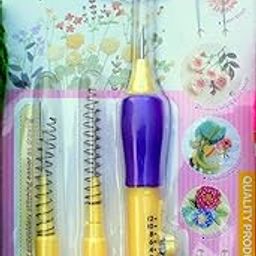 Prabhas Designs Yellow Embroidery Punch Needle Pen Set, 3 Sizes, Felting Crochet Knitting Needle Tool for Beginners, DIY Sewing-image-8