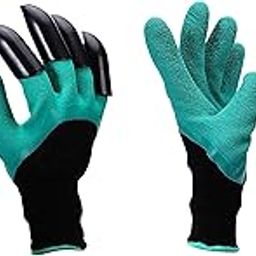 SAFEYURA Garden Gloves Farming Gardening Digging Planting Gloves Built in Fingertips Claws (Nylon Coated ,Pack of 2 Pairs, Green)-picture-22
