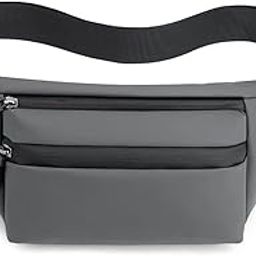 Chest Bag Waist Fanny Pack Running Belt for Men Women Unisex Bum Bag with Headphone Jack and 2-Zipper Pockets Adjustable Belt for Outdoors Yoga Workout Hiking Gifts for Men Women- Grey-image-2
