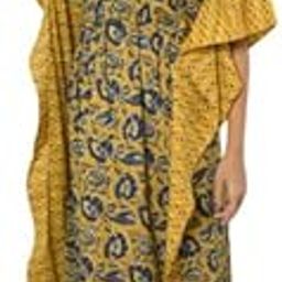 Women's Long Cotton Kaftan | 52 Inch Length | Adjustable Drawstring Waist | Free Size | Printed Summer & Lounge Wear for Women-image-72