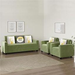FURNY Clorida 5 Seater 3+1+1 Fabric Sofa Set - Green-image-99