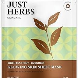 Just Herbs Sheet Mask Glowing Skin Serum Masks, 20g (Green Tea, Mint, Cucumber)-image-26