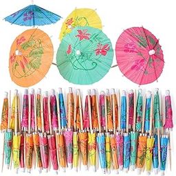 APOLLINE INDIA® 50pcs Paper Cocktail Drink Sticks Summer Hawaiian Cupcake Toppers Umbrella Luau Sticks for Party Decoration Fruit Appetizer Stick Umbrella Wooden Toothpick-24