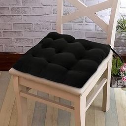 Kuber Industries Microfiber Square Chair Pad Seat Cushion for Car Pad, Office Chair, Indoor/Outdoor, Dining Living Room, Kitchen with Ties, 18 * 18 Inch (Black), (Model: HS_37_KUBMART020832)-image-97