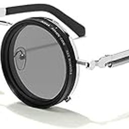 Round Steampunk Sunglasses, Black Frame with Silver Accents, Adjustable-image-66