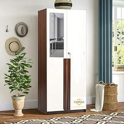 CASPIAN Furniture 2 Door Wardrobe Cupboard for Bedroom with Mirror Attached Wooden Stylish Handles and Drawer Size 75 x 30 x 21 inches-picture-20