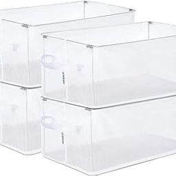 BOXJOY Foldable 𝐒𝐭𝐞𝐞𝐥 𝐅𝐫𝐚𝐦𝐞 𝐏𝐚𝐜𝐤 𝐨𝐟 𝟒 Transparent Storage Cloth Organizer Box for Clothes with Handle Closet Organiser Basket for Wardrobe, Cupboard, Almirah Shelves Hostel Essentials-image-9