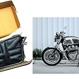 G-GANRAZO Leather Union Jack Black Tank Pad with Black Thread Genuine Leather for Royal Enfield Continental Gt 650-20