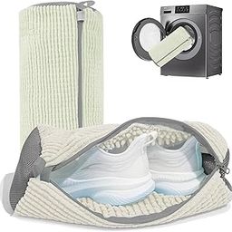 Shoe Washing Machine Bag, Invisible Zipper Side Opening Shoe Washing Bag for Washer and Dryer, Shoe Laundry Bags for Sneakers, Reusable Shoe Cleaning Bag for All Shoe Sizes (Cream, 1pc)-image-27