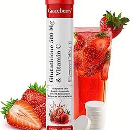 Graceberry Glutathione Tablets for Glowing Skin | 20 Effervescent Tablets with L-Glutathione & Vitamin C | Skin Glow Supplement for Skin Radiance | Strawberry Flavour (Pack of 1)-image-68