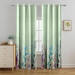 Cortina Floral Panel Print White Out Blackout Curtains | Premium Fabric Digital Print, 80% Room Darkening | Ideal for Living Room, Bedroom, Windows, Doors and Long Door Pack of 2 (Olive, 9FT)-image-48