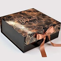 RBS® - MEDIUM Birthday Gift Box (26 x 26 x 10cm) Empty Gift Box for Birthday (1 Pack) Holding upto 8kg Birthday Gift for Packing Multipurpose Birthday Gift for Couple Special (Rose Gold Giant Poppies)-image-39