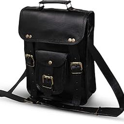 11" small Leather messenger bag shoulder bag cross body vintage messenger bag for women & men satchel man purse compatible with Ipad and tablet Black, Black, Small, Black, Small-99