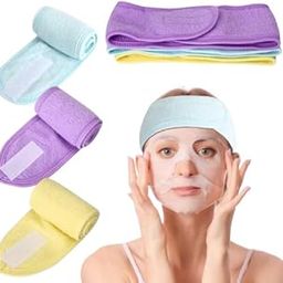 Women Facial Spa Headband, Adjustable Elastic Headband, Non-Slip Stretchable Washable Makeup Hair Band For Bath Shower Towel Wrap Head Bands Makeup Headband (Multicolor,Pack Of 3).-28