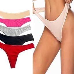 Silverlake Women Cotton Comfortable Fabric Daily Use Regular Wear Mid Rise Thong Panty Pack of 5 (Beige Pink White Black Red)-image-68