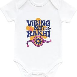 My First Rakhi Bodysuits - Limited Edition Cotton Onesies for New Born Babies (Pack of 1)-image-3