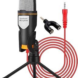 SMARTTECH Condenser Microphone Aux 3.5mm Jack with Stand for Pc Laptop Computer Desktop mic Ideal for Voice Recording Studio YouTube Streaming Gaming Online Video Conference Youtubers-image-77