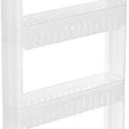 Amazon Brand - Solimo Slim Rolling Storage Rack – 4-Tier Plastic Slide-Out Organizer for Kitchen, Bathroom, Laundry Room – Space-Saving Multipurpose Shelf for Pantry & Utility Storage (White)-20