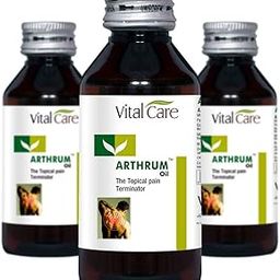 Vital Care Arthrum Pain Relief Oil for Mascular Pain, Low Back Pain, Joints Pain, Sports Injury, Sprain and Strain, Leg Cramps (60 ml, Pack of 3)-image-79