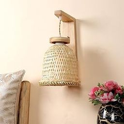 AKWAY Rattan Wall Lamp for Living Room | Bamboo Wall Light for Bedroom | Cane Wall Scone for Home - Silley (Bulb not Included)-picture-10