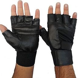 SportsFitt Gym Gloves with Wrist Support/Cycling/Riding/Genuine Leather Stretchable Size for Both Men and Women, Black Colour, Odor Free.-image-18