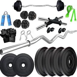 BULLAR Home Gym Set, Home Gym Combo, Home Gym Equipments for Men, Home Gym Kit with 20Kg Weight Plates, 3ft curl Rod, 1 Pair Dumbbell rods & Accessories-image-38