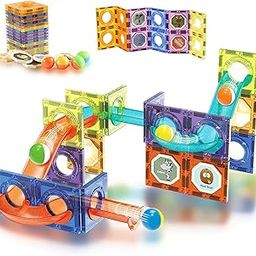 TOYXIITY MALL Marble Run Set 40 Pcs Magnetic Tiles 3D Building Blocks, STEM Learning Toys for Kids, Magnet Construction Toys, Birthday Gift for Girls, Boys, for Kids 3 Years + Free Assured Gift Inside-picture-24