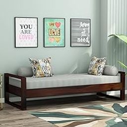 Sheesham Wood 3 Seater Diwan Bed For Bedroom Living Room (Walnut Finish), Single-image-96