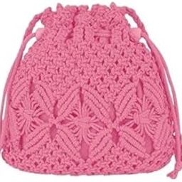 Women Cotton Potli Crochet Macrame Shoulder Bag, Knitting Handmade Weaving Hand Bag, Simple Hollow Beach Bag-image-12