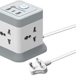 UltraProlink 7 in 1 Cube Extension Board Power Hub Multi-Port | Higher Device Safety with ISI Approved Heavy Duty Cable-2m |7 Ports-1 Fast Charge Type-C(PD 20W),2 USB-A Ports & 4 Ac Sockets-10