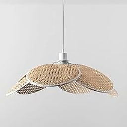 AKWAY Wicker Rattan Hanging lamp Cane Webbing Bamboo Seagrass Premium Ceiling Light (Off White)(Blub not Included) - Asmee-image-19