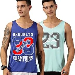Men's Polyester Printed Sleeveless Sports Gym Boxing Workout Activewear Bodybulding Gym Vest Tank Top (Combo Pack of 2)-image-95