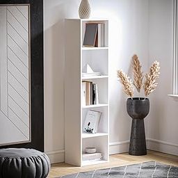 Spyder Craft 5-Tier Bookcase Wood Cube Book Shelf Storage Unit for Living Room Bedroom Study Room Color: White-16