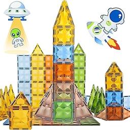 Umadiya® Diamond Shaped Magnetic Tiles Blocks, Magic Magnetic Building Blocks for Kids, Preschool Learning Sensory Montessori Constructing & Creative Learning Educational Toy (28 Pcs GELTILES)-image-60