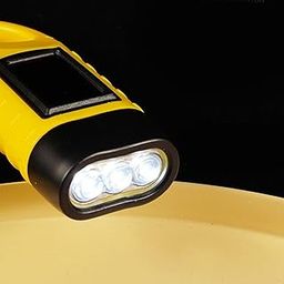 MERISHOPP Solar Rechargeable Hand Crank LED Bright Work Light LED Torch Yellow-15
