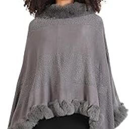 Women's Solid Grey Asymmetric Poncho-CHN-027_Grey-image-7